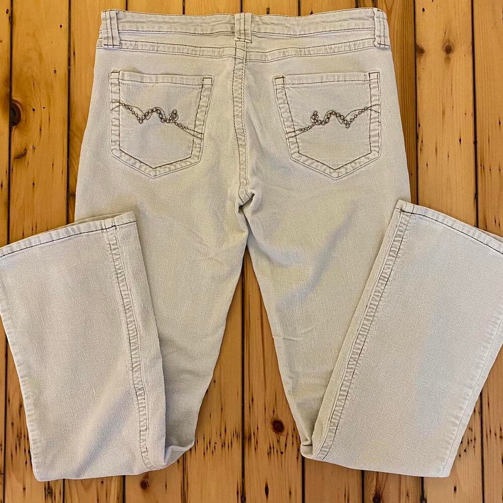 Vintage Y2K Low Rise Khaki Flare Corduroy Pants LEI Size 33 Waist
